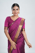 Rani Purple Mangalgiri Silk Saree image 1