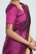 Rani Purple Mangalgiri Silk Saree image 2