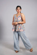 Teal Floral Muse Top image 0