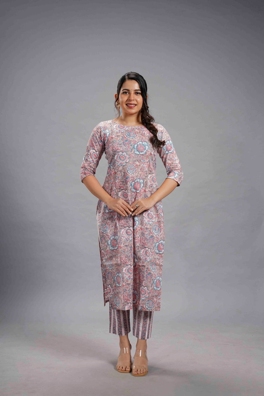 Blush Sanganeri Medallion Kurta Set image 0