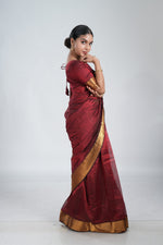 Deep Maroon Mangalgiri Silk Saree image 7