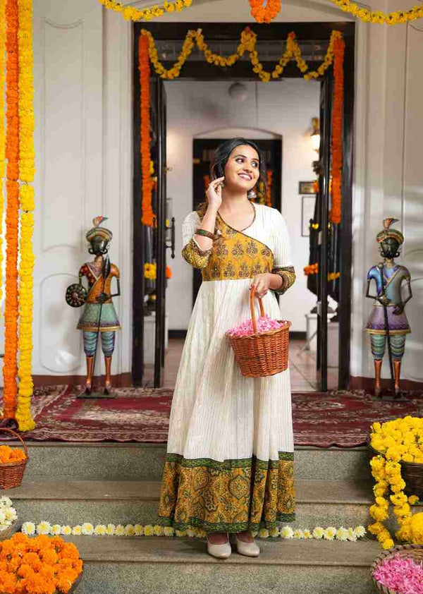 Malhar Mustard Yellow Angrakha image 0