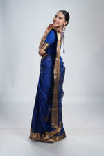 Royal Blue Mangalgiri Silk Saree image 6