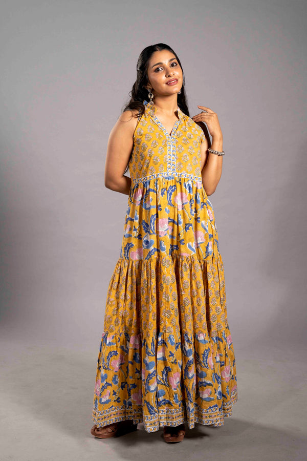 Sunlit Garden Tiered Sanganeri Dress image 0