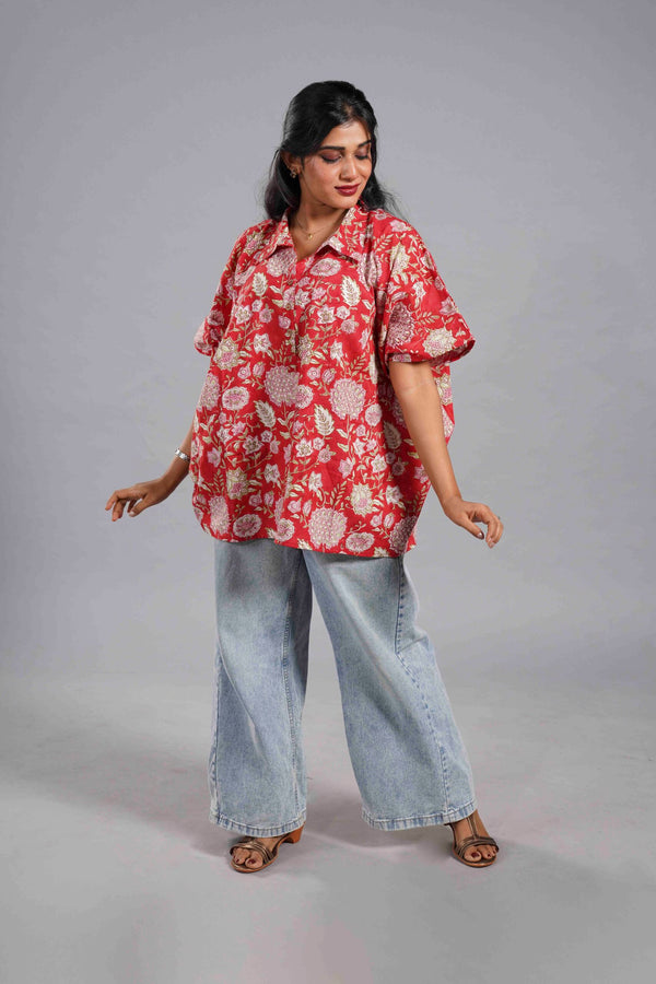 Coral Sanganeri Bloom Shirt image 0