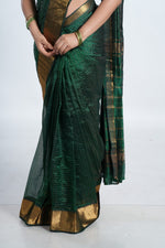 Deep Emerald Green Mangalgiri Silk Saree image 3