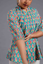 Teal Sanganeri Buta Top image 2