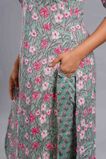 Mint Sanganeri Floral Kurta Set image 4