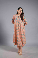 Terracotta Sanganeri Angrakha Kurta Set image 0