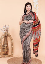 Handblock Chanderi Silk Cotton Sarees image 0