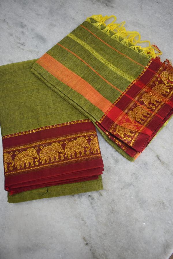 Narayanpet Jari Elephant Cotton Suit Set image 0