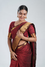 Deep Maroon Mangalgiri Silk Saree image 1
