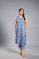 Indigo Bloom Sleeveless Kurta Set image 0