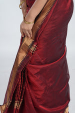 Maroon Red Mangalgiri Silk Saree image 5