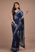 Handblock Chanderi Silk Cotton Sarees image 0