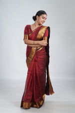 Deep Maroon Mangalgiri Silk Saree image 8