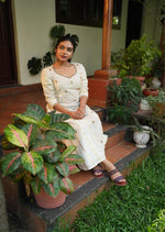 White Kasavu With Floral Embroidery image 0
