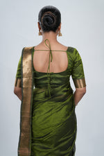 Leaf Green Mangalgiri Silk Saree image 4
