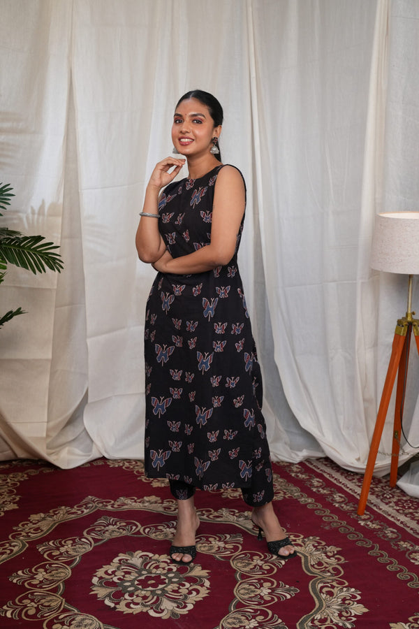 Ajrakh Black Butterfly Co-Ord Set image 0