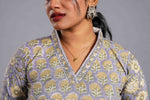 Silver Mist Bloom Sanganeri Kurta Set image 1