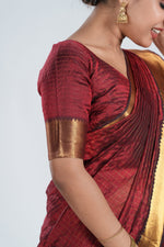 Deep Maroon Mangalgiri Silk Saree image 3