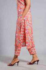 Coral Bloom Sanganeri Sleeveless Kurta Set image 5