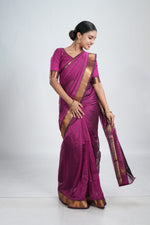 Rani Purple Mangalgiri Silk Saree image 6