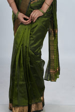 Leaf Green Mangalgiri Silk Saree image 2