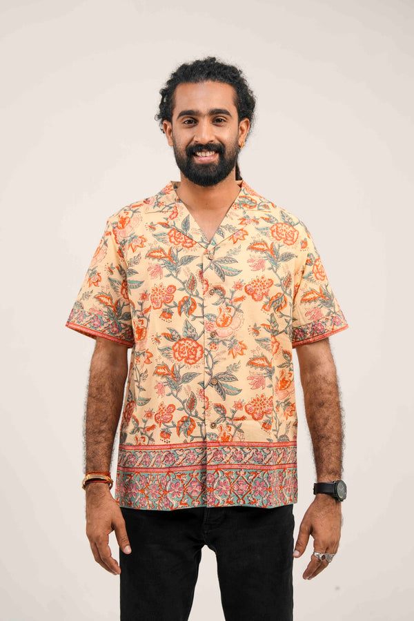 Peach Sanganeri Heritage Shirt image 0