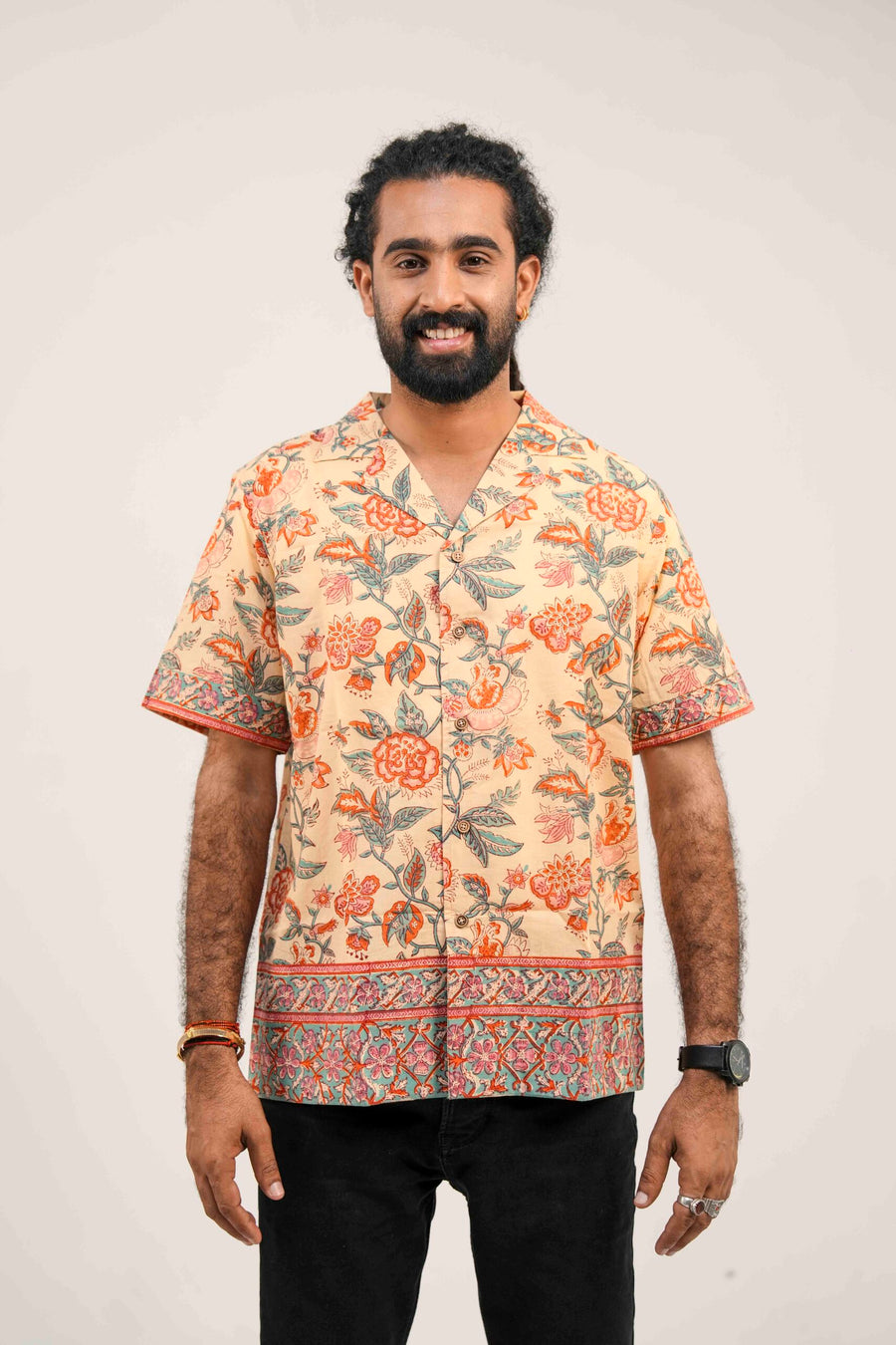 Peach Sanganeri Heritage Shirt image 0