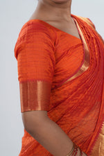 Vermillion Orange Mangalgiri Silk Saree image 2