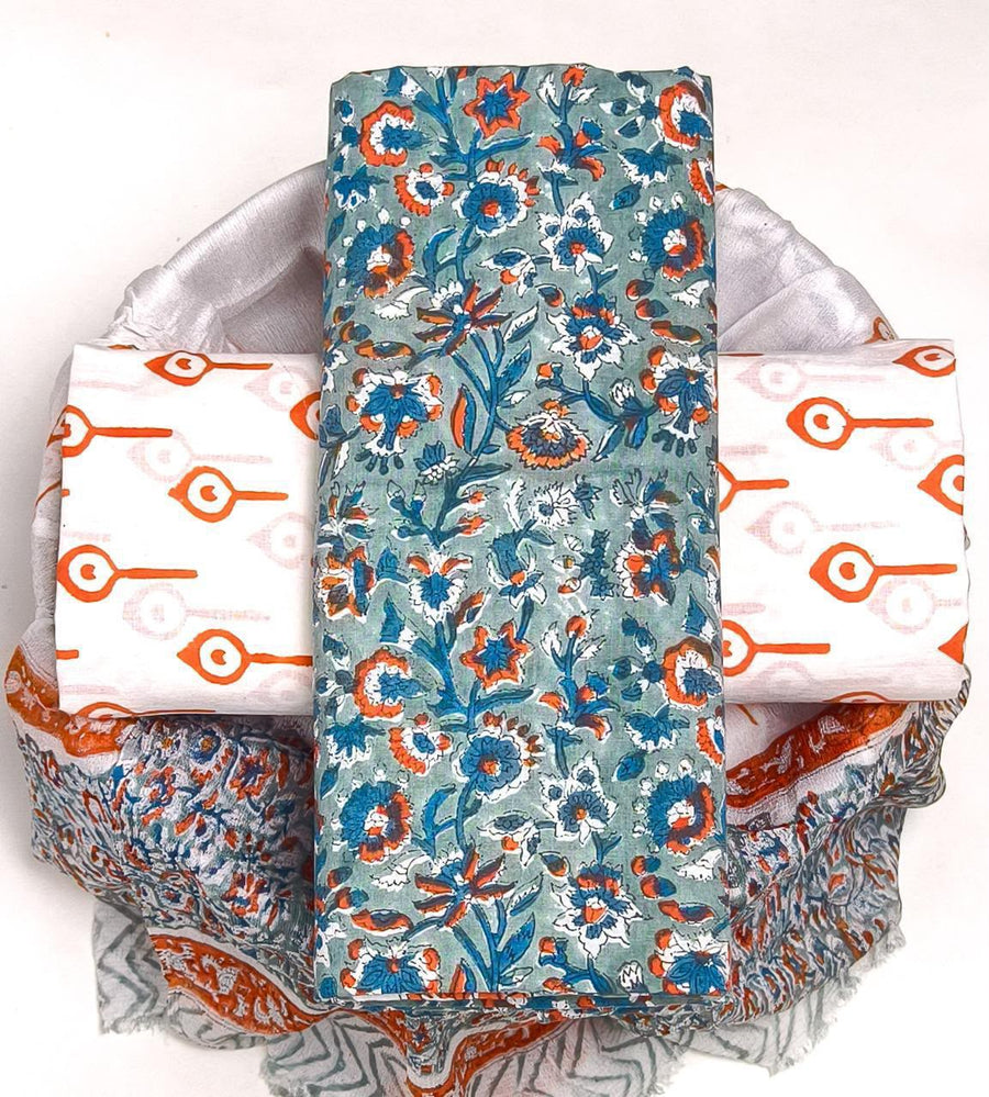 Mul Cotton Suit Sets With Shiffon Dupatta image 0