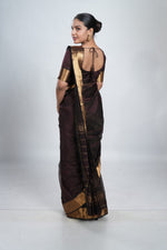 Deep Brown Mangalgiri Silk Saree image 6