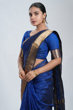 Royal Blue Mangalgiri Silk Saree image 2