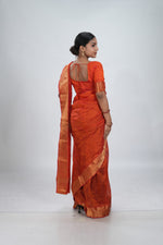 Vermillion Orange Mangalgiri Silk Saree image 4