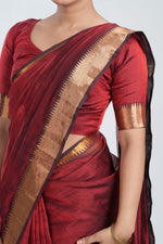 Maroon Red Mangalgiri Silk Saree image 3