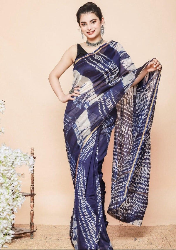 Handblock Chanderi Silk Cotton Sarees image 0