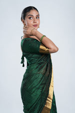 Deep Emerald Green Mangalgiri Silk Saree image 2