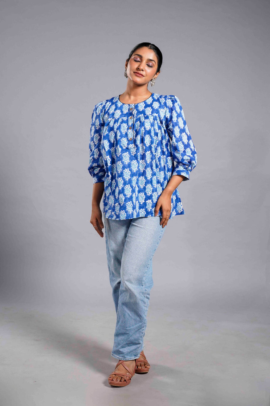 Indigo Sanganeri Bloom Top image 0