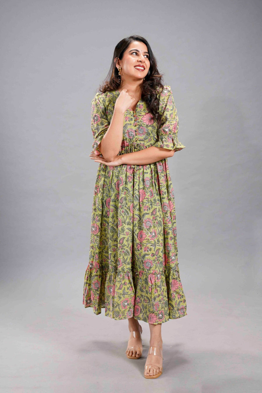 Olive Sanganeri Bloom Dress image 0