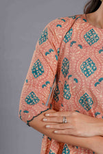 Terracotta Sanganeri Angrakha Kurta Set image 3