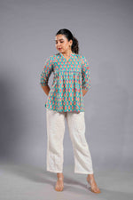 Teal Sanganeri Buta Top image 0