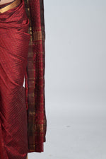 Deep Maroon Mangalgiri Silk Saree image 5