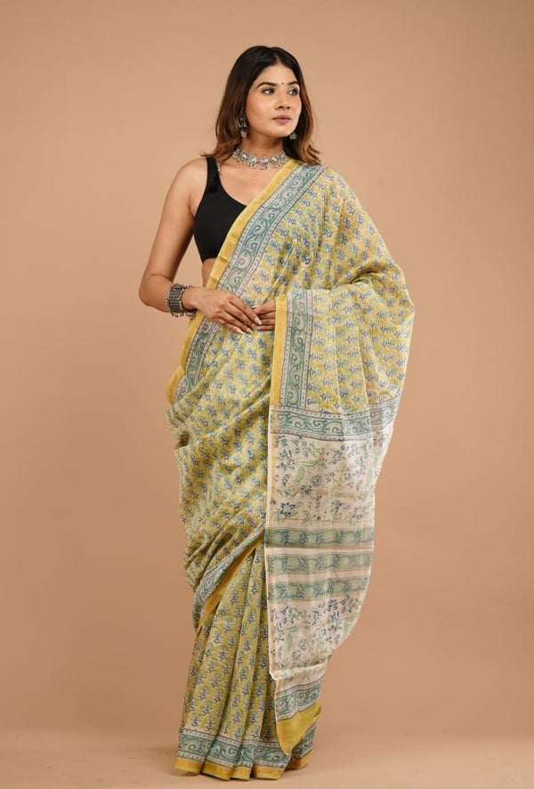 Handblock Chanderi Silk Cotton Sarees image 0
