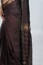 Deep Brown Mangalgiri Silk Saree image 4