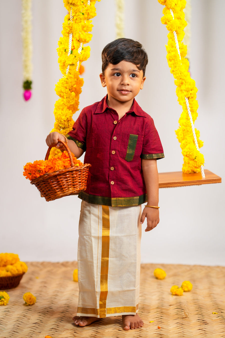 Aaravam Maroon  Mangalagiri Shirt
