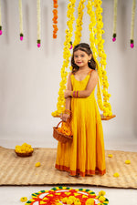 Surabhi Golden Yellow Mangalagiri Dress