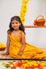 Surabhi Golden Yellow Mangalagiri Dress
