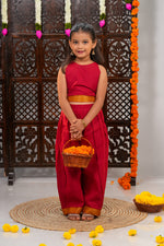 Manjari Crimson Mangalagiri Co-ord Set