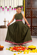 Haritha Olive Mangalagiri Pavada Set